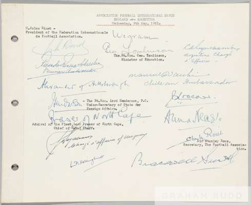 A page removed from a Wembley Stadium visitors book