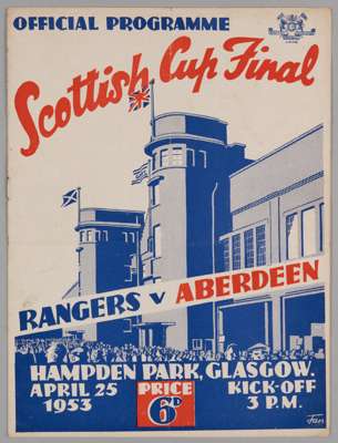Scottish Cup Final, match programme, Rangers v. Aberdeen, 25th April 1953

 Horizontal and vertical fold