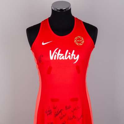Vitality Roses Squad Signed Netball Dress, Size L