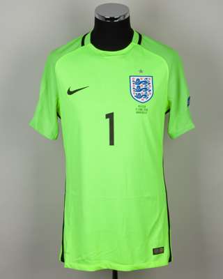 Joe Hart yellow and black No.1 England v. Russia short-sleeved shirt, 2016