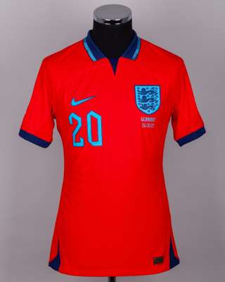 Ivan Toney red No.20 England v. Germany short-sleeved shirt, 2022