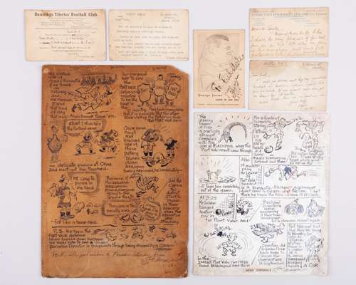 An original Tom Webster drawing dedicated to Freddie Steele.