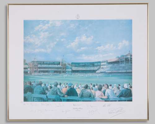 Autographed Alan Fearnley print of the 1980 Centenary Test at Lord's Cricket Ground