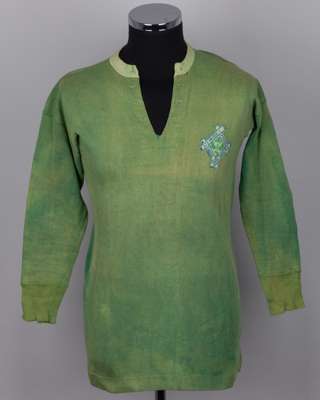 Billy Mitchell green and white Irish Football League match worn shirt, 1930-32