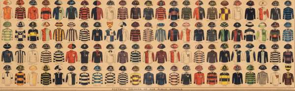 The Boy's Own Paper "Football Colours of our Public Schools", circa 1914
 the coloured lithograph of the football/rugby colours of the public schools 