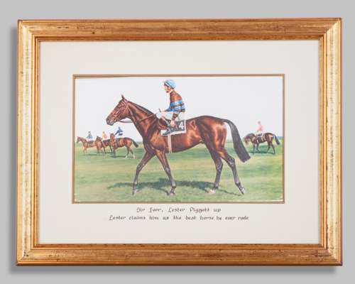 A pair of prints of Vincent O'Brien trained racehorse champions Sir Ivor and Ballymoss