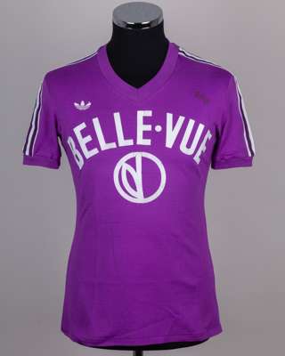 Arie Haan purple and white No.8 Anderlecht short-sleeved shirt, 1979-80