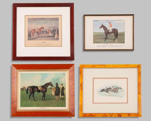 Group of four framed horse racing prints