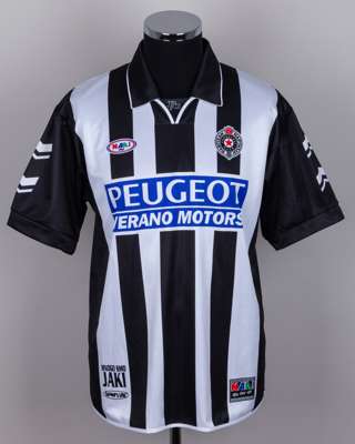 Andrija Delibasic black and white No.9 Partizan short-sleeved shirt, 1999-00