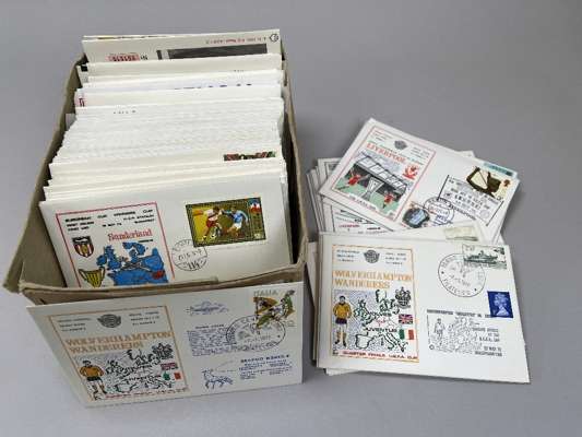 Mixed selection of various First Day Covers and Postcards, 
 include Benham Silk cards Roma v Liverpool E.C.F. 30/5/1984, postcard last match at Wembl