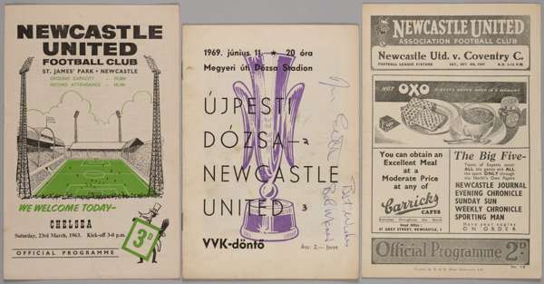 Ujpesti Dozsa v. Newcastle United, Inter-Cities Fairs Cup Final, 2nd Leg match programme, 11th June 1969, 
 the front cover autographed by Bobby Moncu