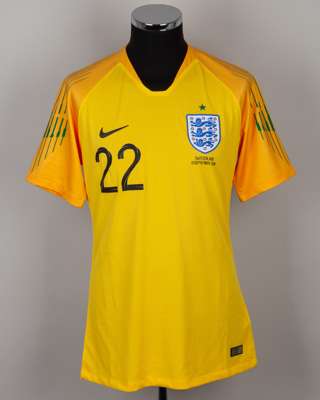 Marcus Bettinelli yellow and green No.22 England v. Switzerland short-sleeved shirt, 2018