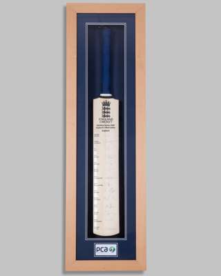 England v. West Indies NatWest Series 2009 autographed cricket bat display
