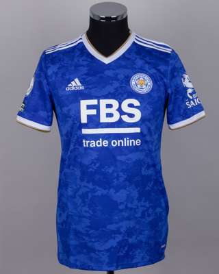 Jamie Vardy blue No.9 Leicester City autographed short-sleeved shirt, 2021-22