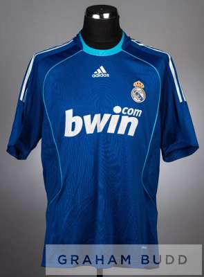 Miguel Torres blue Real Madrid no.22 jersey v Arsenal in the Emirates Cup tournament at Emirates Stadium, 3rd August 2008,
 short-sleeved with club cr