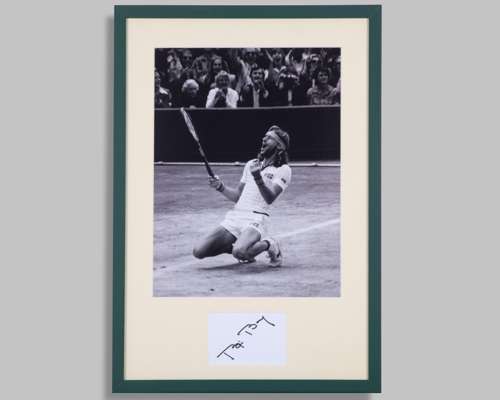 Bjorn Borg signed 1980 Wimbledon framed photograph presentation