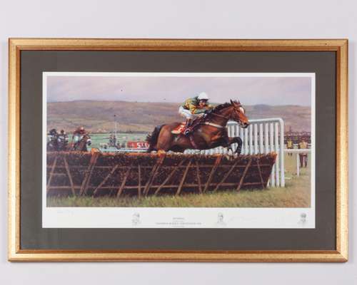 Aidan O'Brien and Charlie Swan double-signed Peter Curling limited edition print of Istabraq