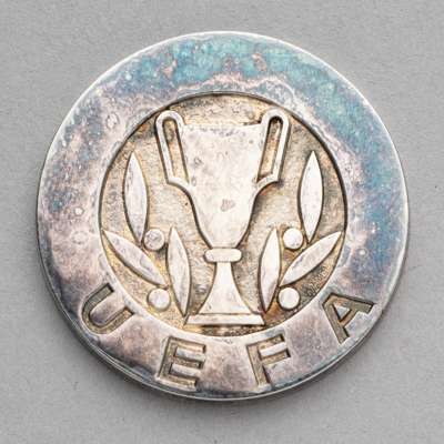 1980 European Cup Winners' Cup runners-up medal awarded to Arsenal's Alan Sunderland,
 by Peka, hallmarked .925 silver, obverse inscribed UEFA, revers