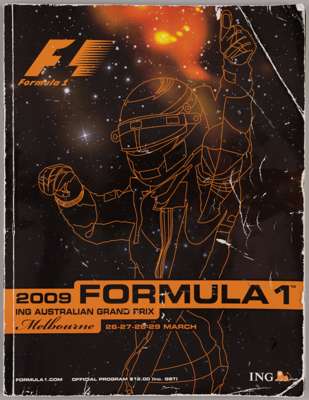 2009 Australian F1 extensively autographed programme, 
 completely signed by all the drivers on their respective pages including Lewis Hamilton, Ferna