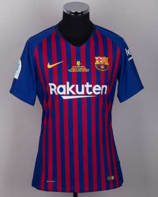 Lionel Messi garnet and blue No.10 Barcelona v. Sevilla Supercopa Final shirt, 2018