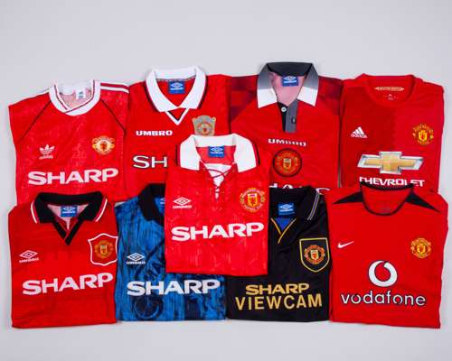 Nine replica Manchester United replica shirts