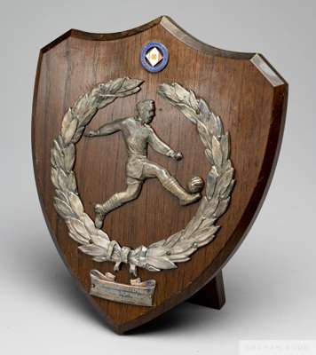 Trophy shield presented by the Italian F.A. to Dr Andrew Stephen, chairman of the Football Association, on the occasion of the Italian U-21 tour to En