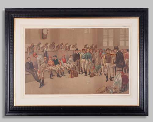 Isaac Cullin (British, 1881-1947) print of the Saddling Room at Epsom