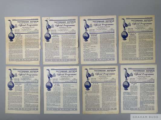 A complete run of Tottenham Hotspur home league and cup match programmes 1949-50
 including Whites v. Reds, 13th August 1949 and two ticket stubs from