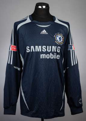 Petr Cech navy and grey Chelsea goalkeeper's no.1 jersey v Manchester United in the FA Cup Final at Wembley, 19th May 2007,
 Adidas, long-sleeved with