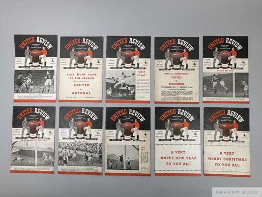 Complete run of Manchester United home league and F.A.Cup match programmes, 1951-52
 programmes in fair condition (21)
