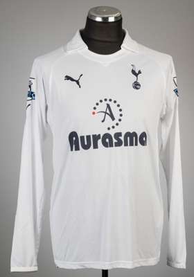 Scott Parker white Tottenham Hotspur no.8 home jersey, season 2011-12,
 Puma, long-sleeved with BARCLAYS PREMIER LEAGUE sleeve badges, club crest and 
