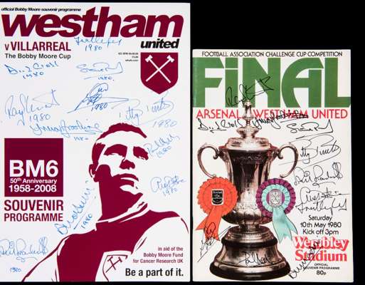 Autographed West Ham United 1980 F.A. Cup Final programme, superbly signed to the front cover by all eleven players in black marker, together with a p
