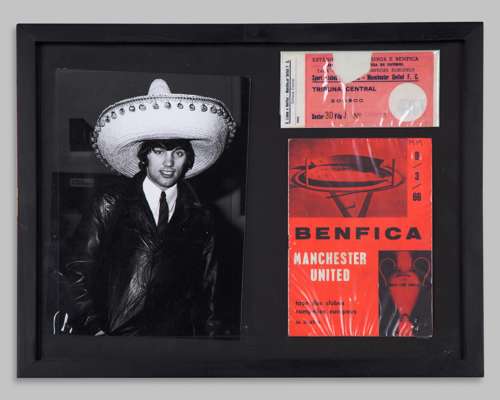 Benfica v. Manchester United European Cup programme and ticket display, 9th March 1966