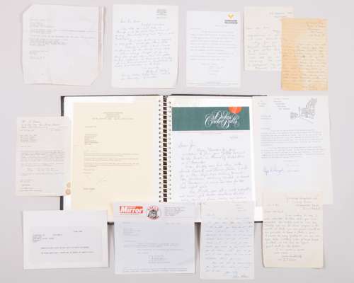 Dickie Bird folder of response letters regarding invitation to Tribute to Dickie Bird event