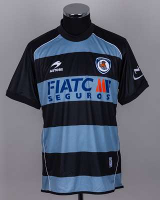 Juanito black and blue No.5 Real Sociedad short-sleeved shirt, 2006-07