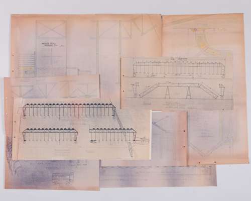 Historic group of 19 technical drawings for first starting stalls used in Britain in 1965