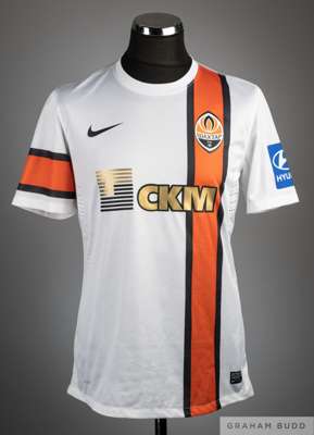 White, orange and black No.13 Shaktar Donetsk short-sleeved shirt, 
 Nike, L, with crew-neck collar and printed badge