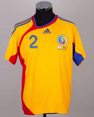 George Ogararu orange and red No.2 Romania v. Luxembourg short-sleeved shirt, 2007