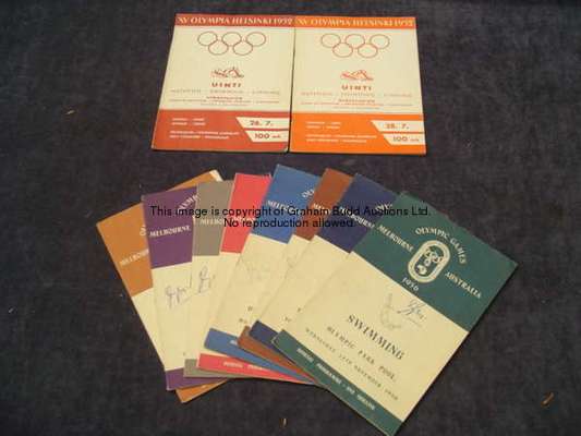 10 official daily programmes for Olympic Games swimming competitions two Helsinki in 1952