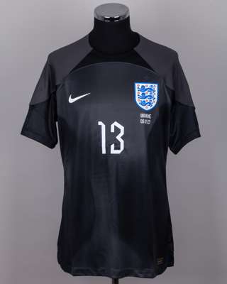 Sam Johnstone black No.13 England v. Ukraine goalkeeper shirt, 2023