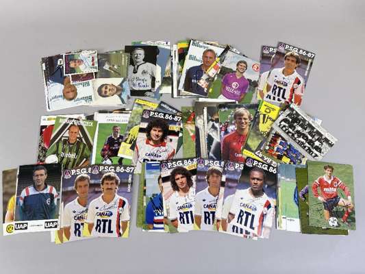 Large quantity German Walker print coloured postcards, all autographed, 
 some other European teams, PSG, noted include Muller, Klinsmann, Dino, Zoff,