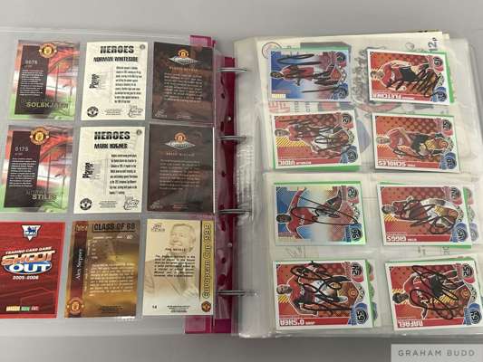 Manchester United autographs collection,
 including 28 signed collector's cards, Buchan, Whiteside, Solskjaer, McClair, Hughes, Stiles, P Neville, Ste