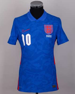 Phil Foden blue No.10 England v. Switzerland short-sleeved shirt, 2022