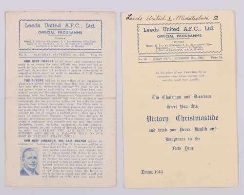 Two Leeds United home match programmes, 1945