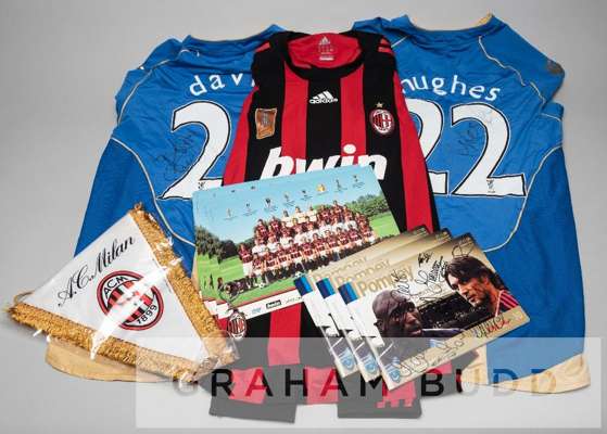 Portsmouth FC jerseys and memorabilia v AC Milan in the UEFA Cup Group E at Fratton Park, 27th November 2008,
 comprising Richard Hughes signed blue a