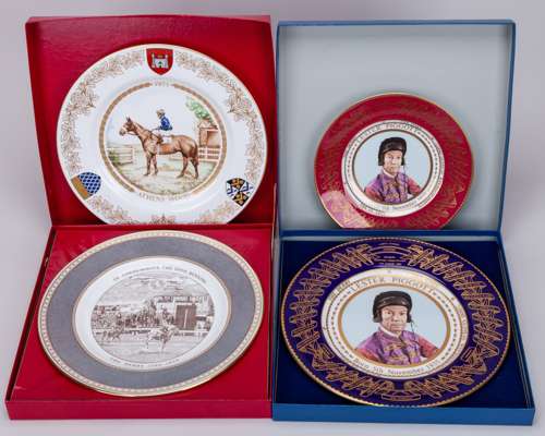 Collection of horse racing china including three Lester Piggott commemorative plates