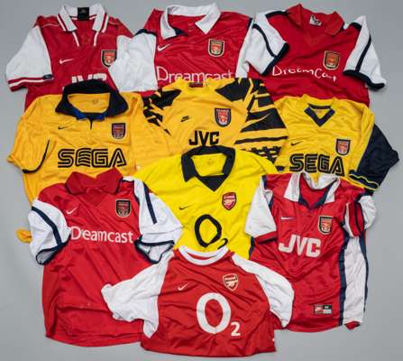 ARSENAL SHIRTS x10 FROM THE PREMIER LEAGUE GLORY DAYS 1995 – 2004 INCLUDING DOUBLE WINNERS 1997-98 AND ‘INVINCIBLES’ 2003-04 SEASONS. 

COLLECTION OF 