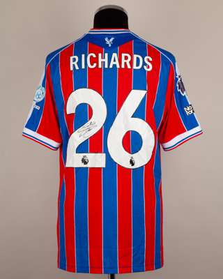 Chris Richards red and blue No.26 Crystal Palace v. Sunderland match worn shirt