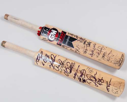 Two Australia autographed cricket bats