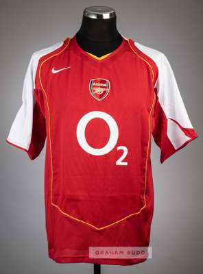 Ashley Cole red Arsenal UEFA Champions League No.3 home jersey v Bayern Munich, played at Highbury, 9th March 2005,
 Nike, short-sleeved with UEFA STA